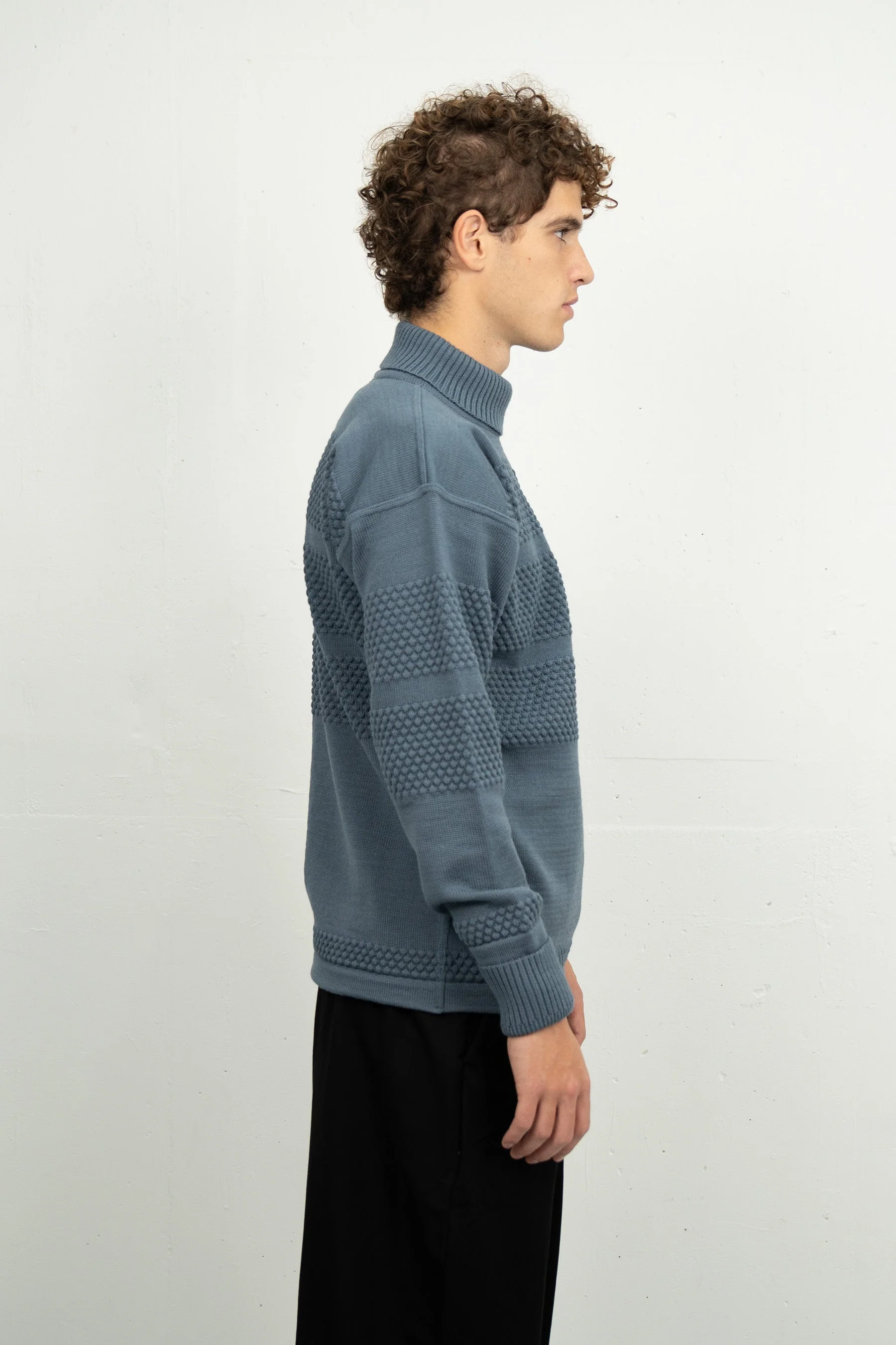 FISHERMAN sweater | høj hals, slate blue - Image 4