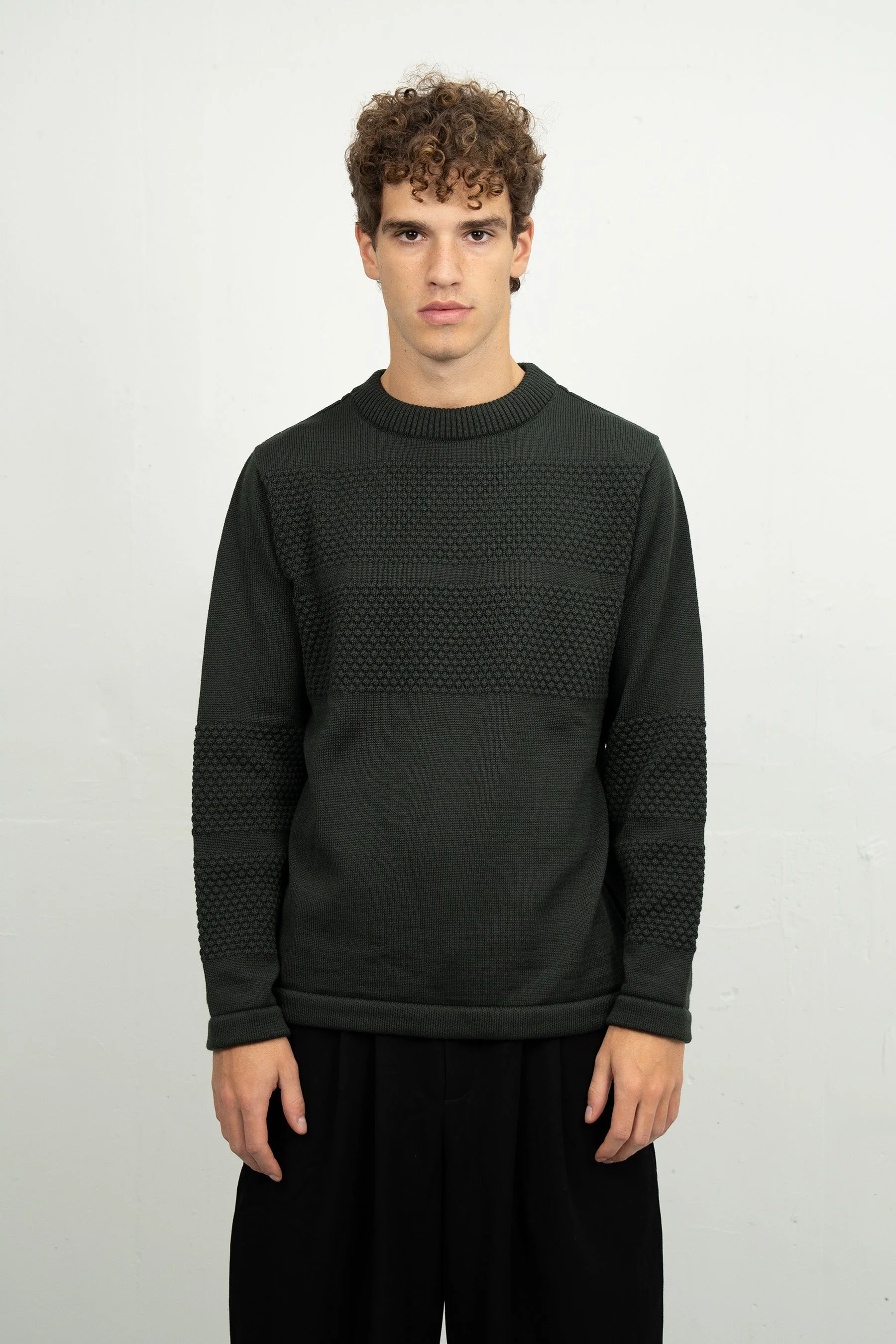 FISHERMAN-III sweater | høj hals, dark forest green - Image 3